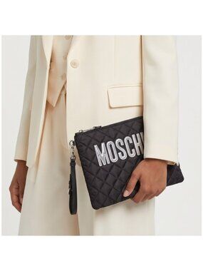 Moschino quilted logo clutch bag New